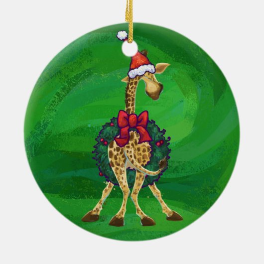 Giraffe Weihnachtsfeier Keramik Ornament (Hinten)