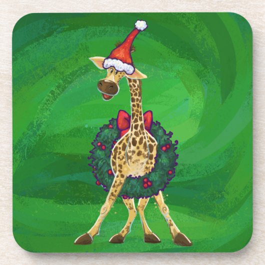 Giraffe Weihnachtsgetränkeküste Getränkeuntersetzer (Vorderseite)
