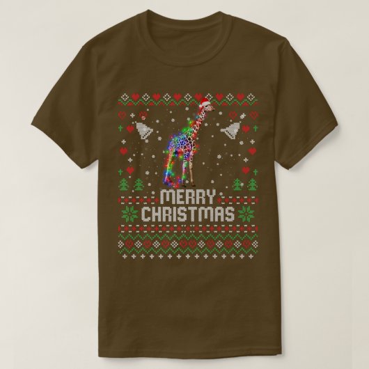 Giraffe Weihnachtsmannmütze Tier Weihnachtsbaumleu T-Shirt (Design vorne)