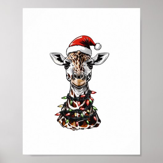 Giraffe-Weihnachtsmütze Xmas Poster (Vorne)