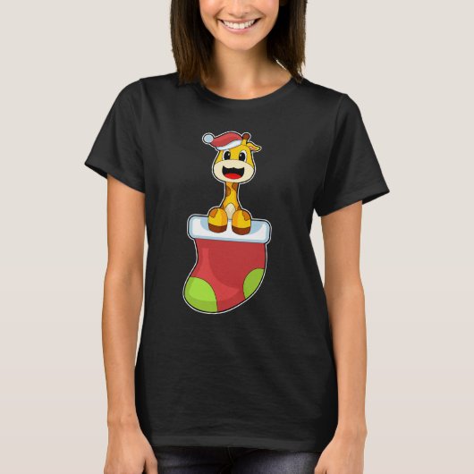 Giraffe Weihnachtssocken T-Shirt (Vorderseite)