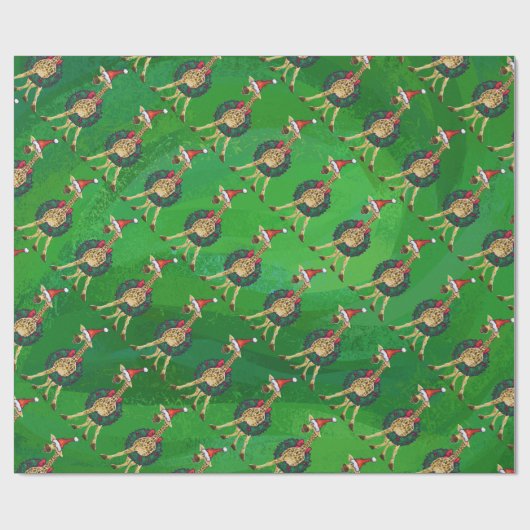 Giraffe Weihnachtswrapping Paper Geschenkpapier (Flach)