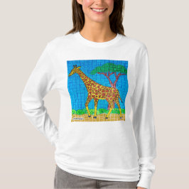 Giraffe (weiß) - Shirt für Frauen mit langem Schla