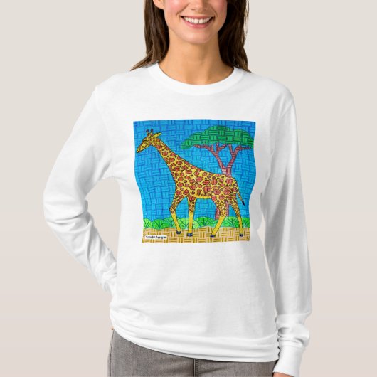 Giraffe (weiß) - Shirt für Frauen mit langem Schla (Vorderseite)