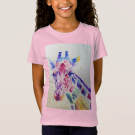 Giraffe Whimsical Watercolor Pink Girls T Shirt