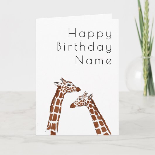 Giraffe White Art Deco Geburtstag Karte (Vorderseite)