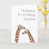 Giraffe White Art Deco Geburtstag Karte (Gelbe Blume)