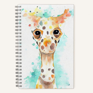 Giraffe Wild Animal Nature Wasserfarben Malerei Notizblock