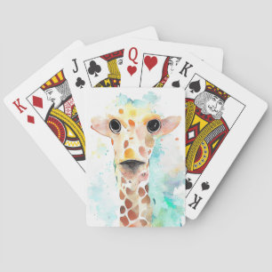 Giraffe Wild Animal Nature Wasserfarben Malerei Spielkarten