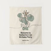 Giraffe Wild One Animal Birthday Party Hintergrund Wandteppich (Vorderseite)