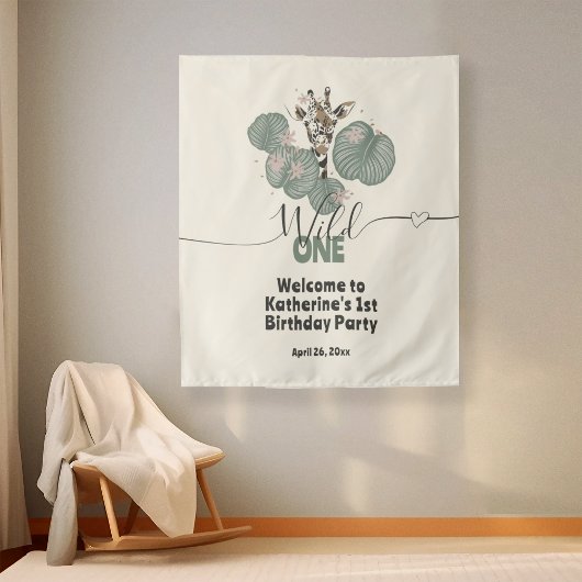 Giraffe Wild One Animal Birthday Party Hintergrund Wandteppich