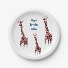 Giraffe Wildlife Art Geburtstag Pappteller
