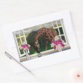 Giraffe Window Dresser, Rechteckiger Aufkleber (Umschlag)