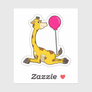 Giraffe with Balloon Aufkleber