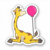 Giraffe with Balloon Aufkleber (Vorderseite)