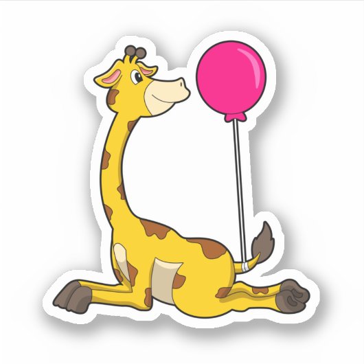 Giraffe with Balloon Aufkleber (Vorderseite)