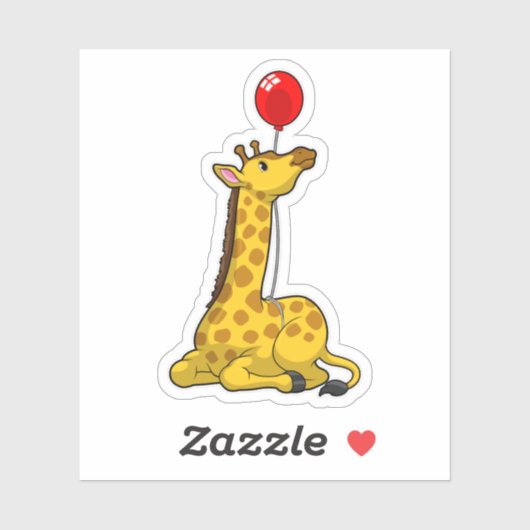 Giraffe with Balloon Aufkleber (Blatt)