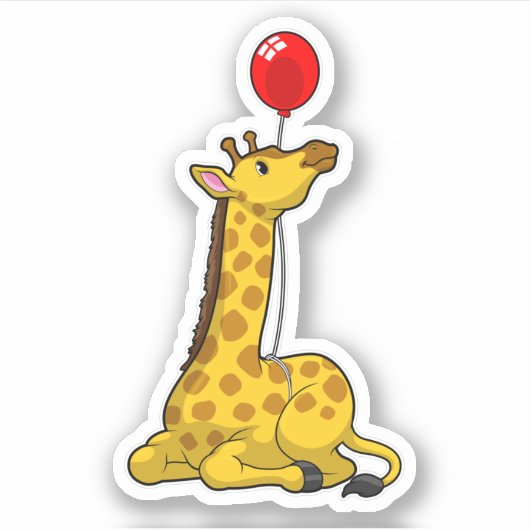 Giraffe with Balloon Aufkleber (Vorderseite)