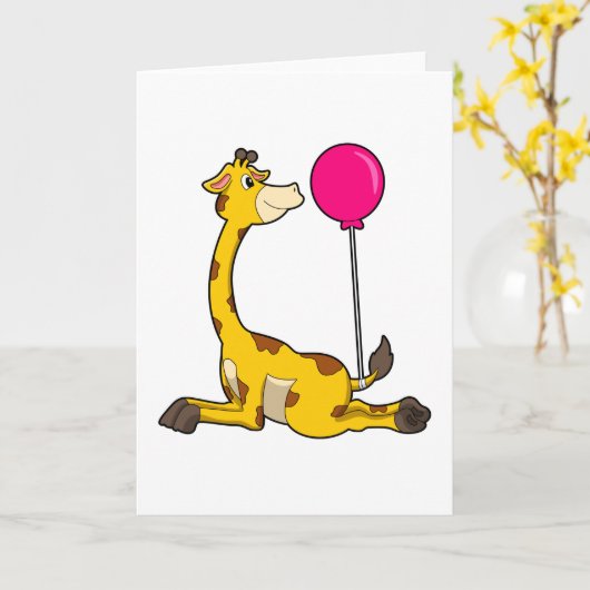 Giraffe with Balloon Karte (Gelbe Blume)