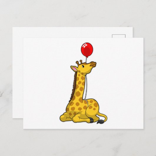 Giraffe with Balloon Postkarte (Vorne/Hinten)