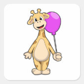Giraffe with Balloon Quadratischer Aufkleber (Vorderseite)