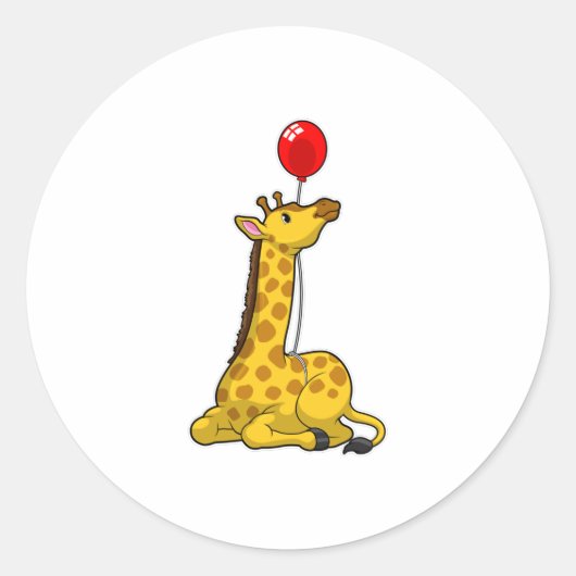 Giraffe with Balloon Runder Aufkleber (Vorderseite)