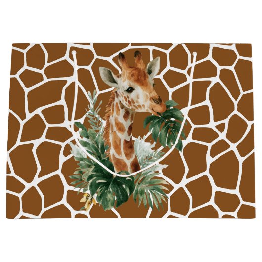 Giraffe With Palms Große Geschenktüte (Vorderseite)