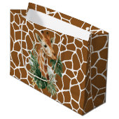 Giraffe With Palms Große Geschenktüte (Vorderseite Schrägansicht)