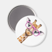Giraffe with Pink Glasses Cute Animal Magnet (Vorderseite/Rückseite)