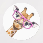 Giraffe with Pink Glasses Sticker Set Cute Animal  (Design 1)