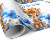 Giraffe with polka dot bow Happy Birthday Geschenkpapier (Rolleneckpunkt)