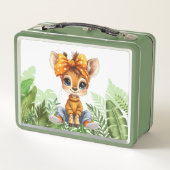 Giraffe with polka dot bow jungle metall brotdose (Rückseite)