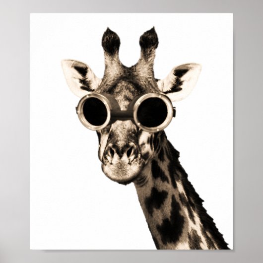 Giraffe With Steampunk Sunglasses Goggles Poster (Vorne)