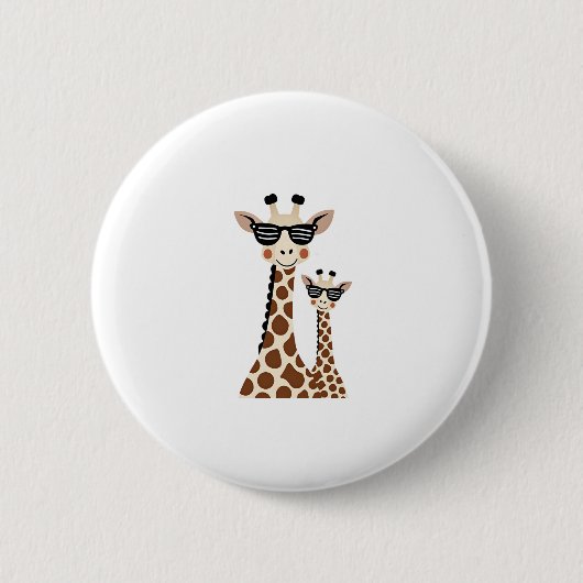 Giraffe with Sunglasses Jungle Safari Animal Giraf Button (Vorderseite)