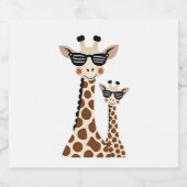 Giraffe with Sunglasses Jungle Safari Animal Giraf Schaumweinetikett (Einzelnes Label)