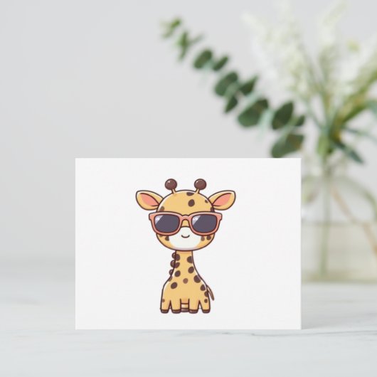 Giraffe with sunglasses postkarte (Stehend Vorderseite)