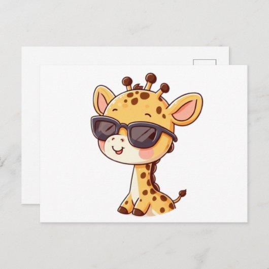 Giraffe with sunglasses postkarte (Vorne/Hinten)