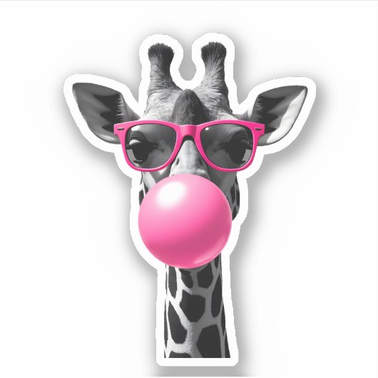 Giraffe Women Giraffe Face with Sunglasses Wild An Aufkleber (Vorderseite)