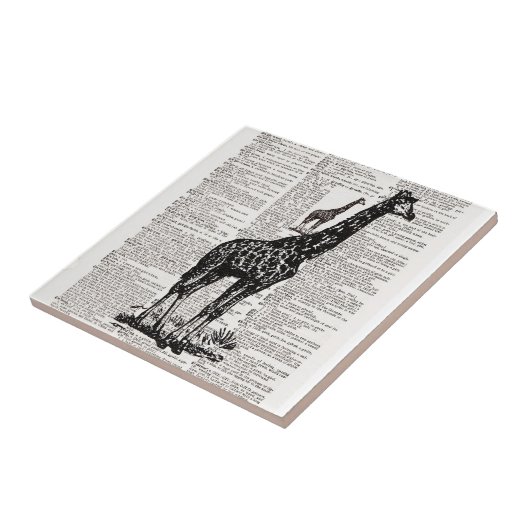 Giraffe Wörterbuchkunst Fliese (Seite)