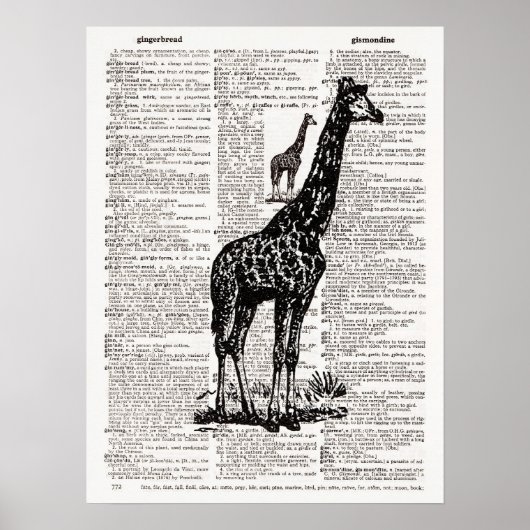 Giraffe Wörterbuchkunst Poster (Vorne)