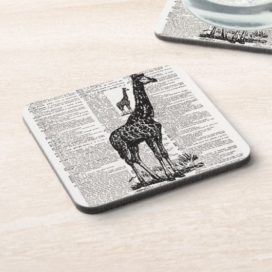 Giraffe Wörterbuchkunst Untersetzer (Linke Seite)