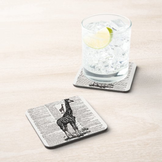 Giraffe Wörterbuchkunst Untersetzer (Rechte Seite)