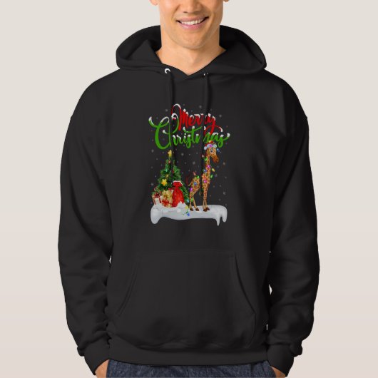 Giraffe Xmas Decorations Santa Giraffe Christmas Hoodie (Vorderseite)