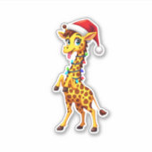 Giraffe Xmas Lighting Funny Santa Giraffe Christma Aufkleber (Vorderseite)