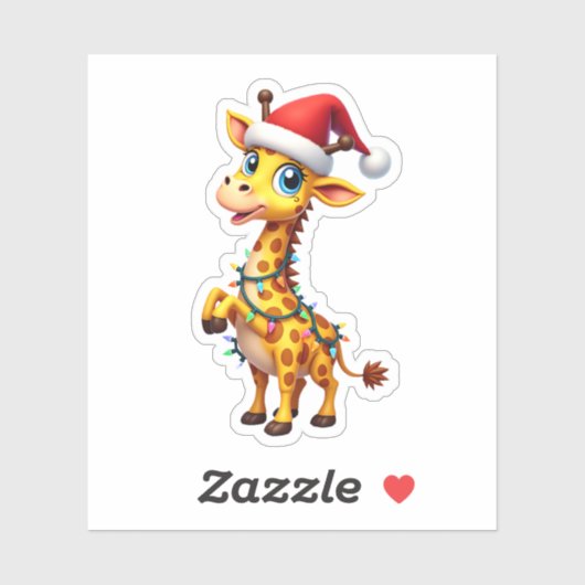 Giraffe Xmas Lighting Funny Santa Giraffe Christma Aufkleber (Blatt)