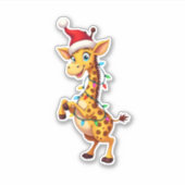 Giraffe Xmas Lighting Funny Santa Giraffe Christma Aufkleber (Vorderseite)
