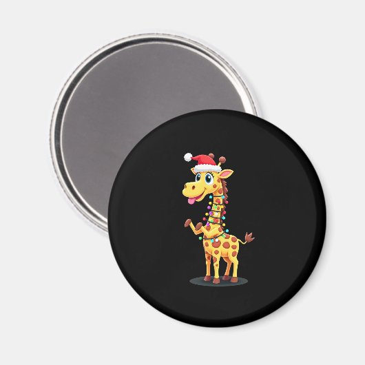 Giraffe Xmas Lighting Funny Santa Giraffe Christma Magnet (Vorderseite/Rückseite)