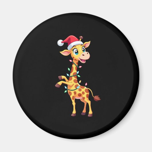 Giraffe Xmas Lighting Funny Santa Giraffe Christma Magnet (Vorne)