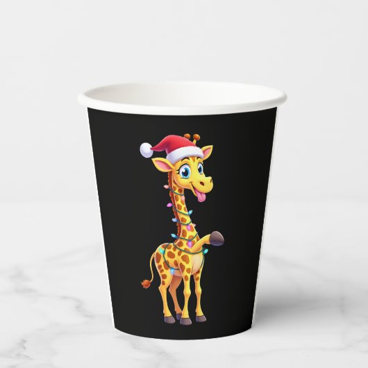 Giraffe Xmas Lighting Funny Santa Giraffe Christma Pappbecher (Vorderseite)