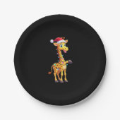 Giraffe Xmas Lighting Funny Santa Giraffe Christma Pappteller (Vorderseite)